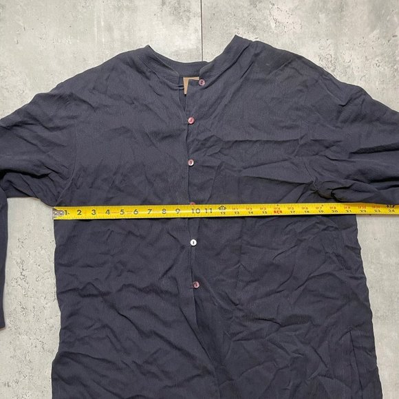 Eileen Fisher 100% Silk Button Up Tunic Blouse Size Medium Black Shirt‎ - Picture 7 of 8